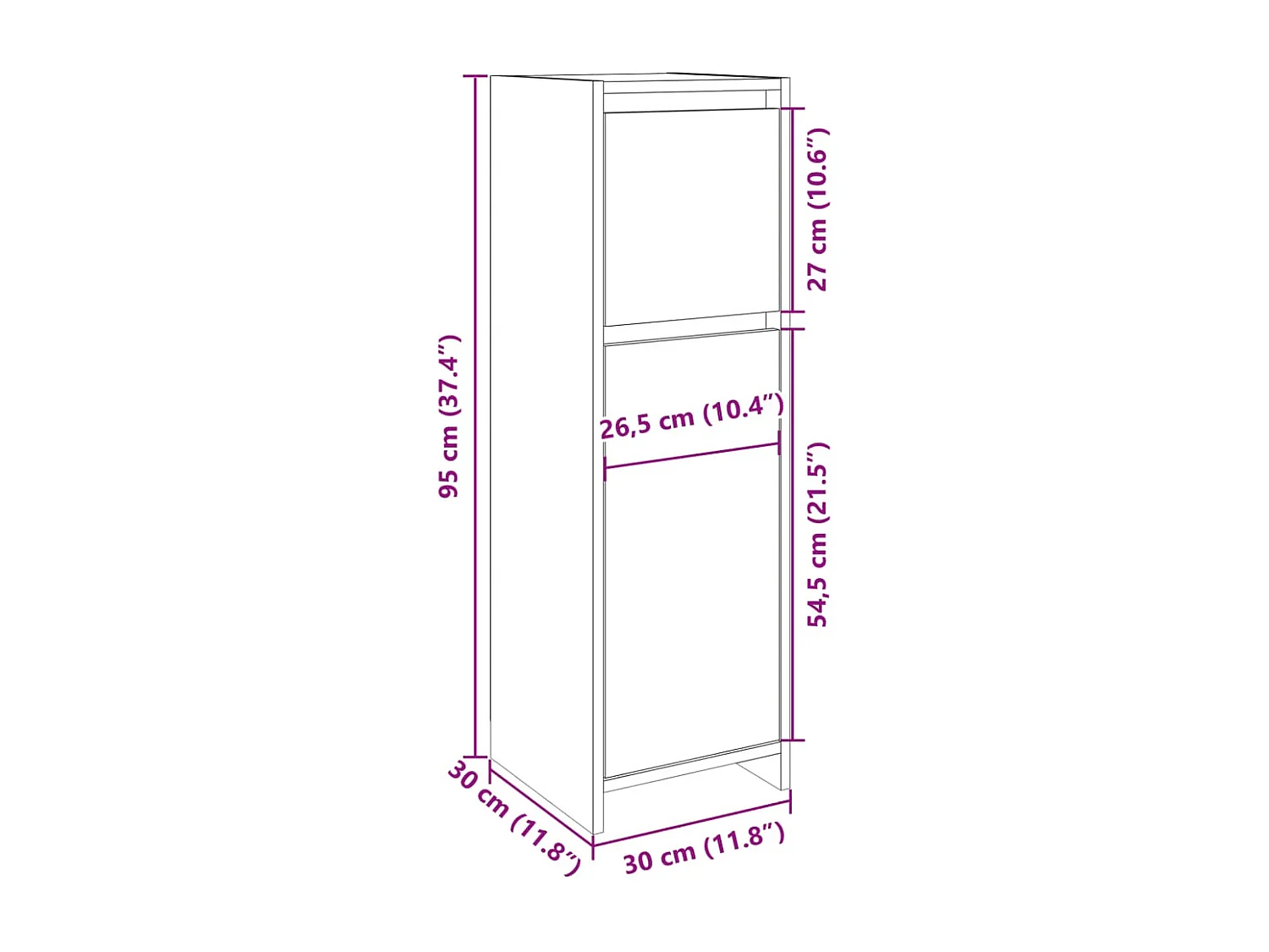Mobile da bagno Rovere Sonoma 30x30x95 cm Truciolare
