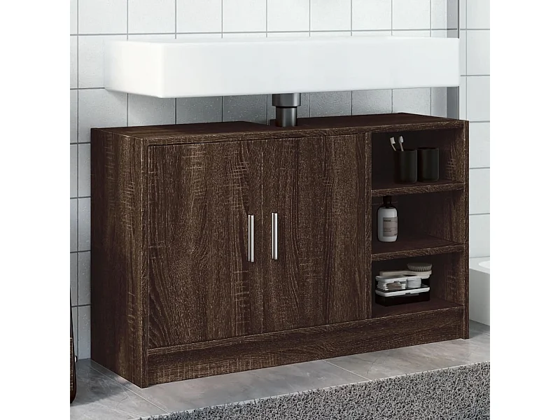 Mueble lavabo roble marrón 90x29x55 cm madera contrachapada