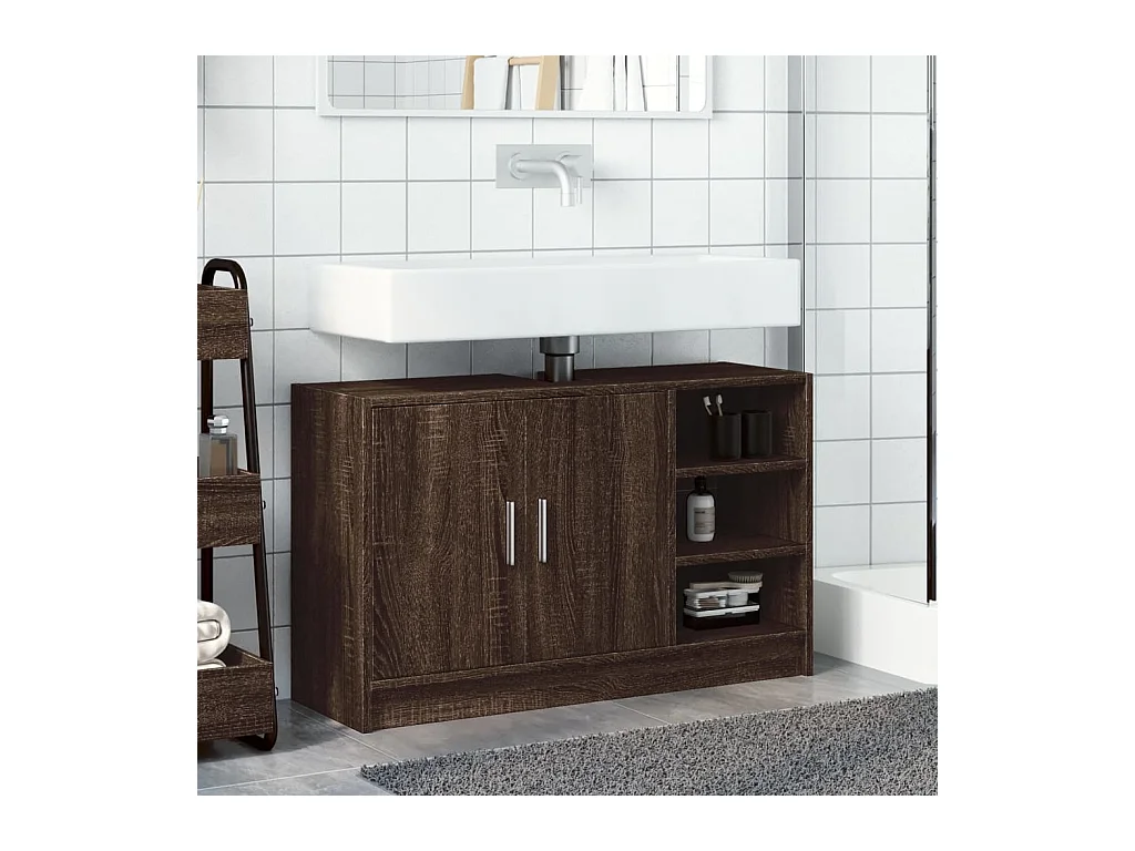 Armoire d'évier chêne marron 90x29x55 cm bois d'ingénierie