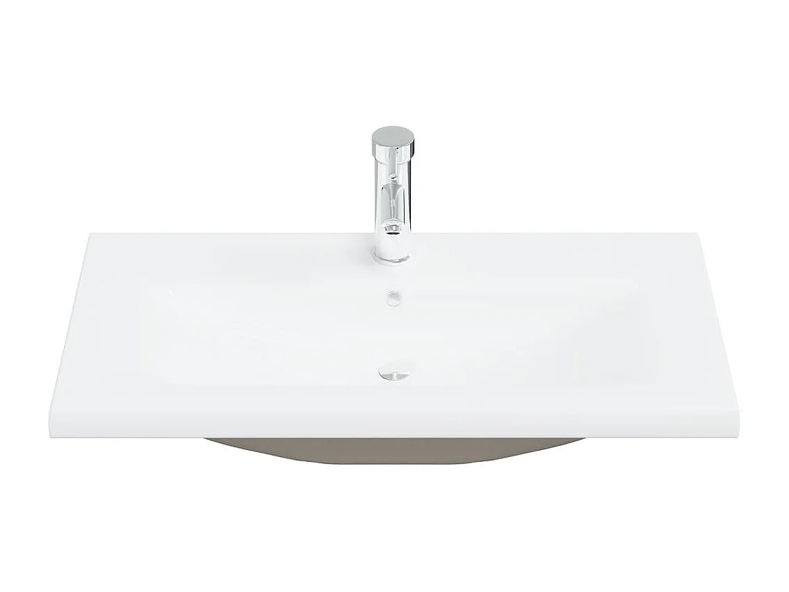 Ensemble de meubles de bain 2pcs céramique et bois d'ingénierie