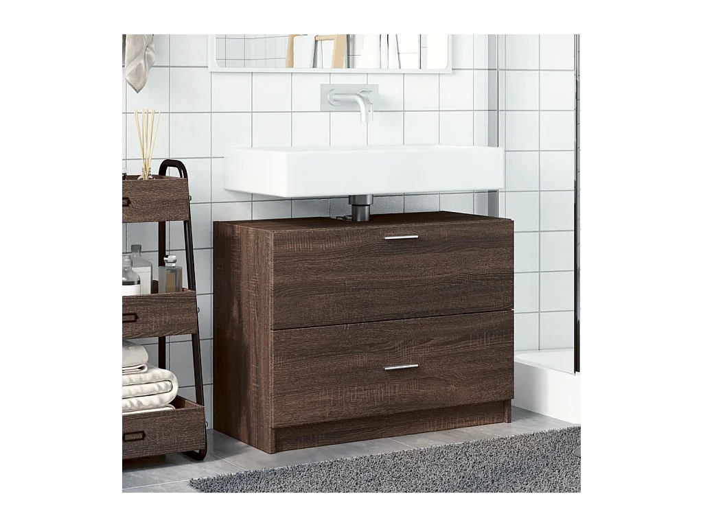 Armoire d'évier chêne marron 78x37x59 cm bois d'ingénierie