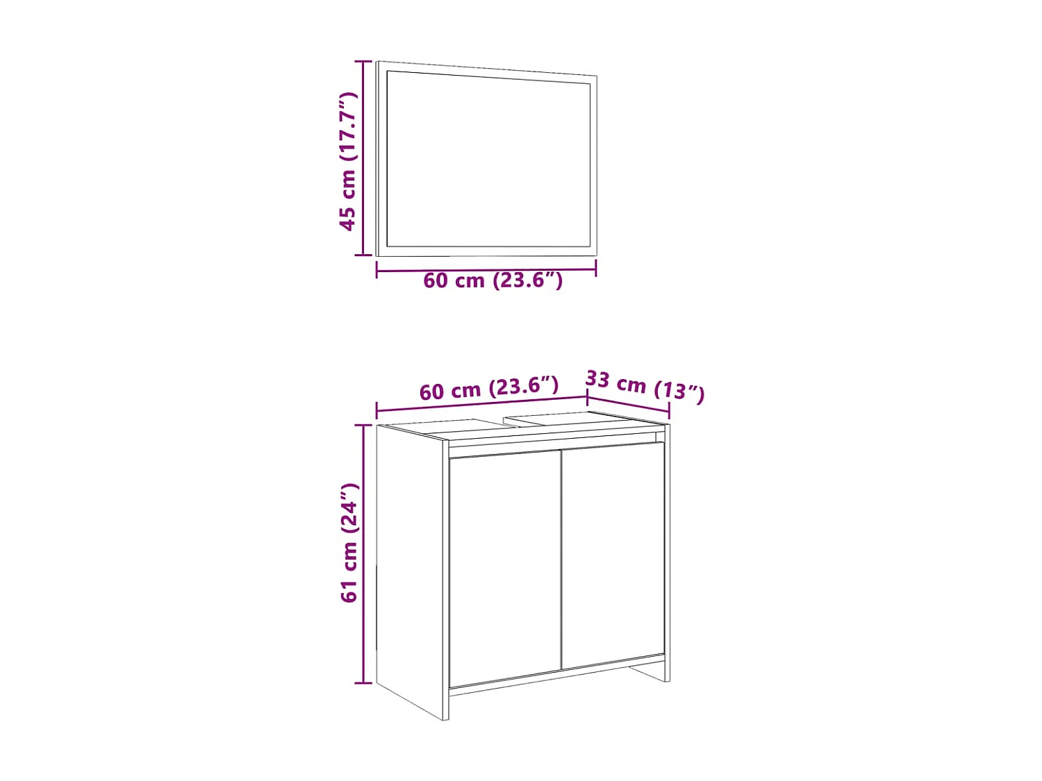 Conjunto de muebles de baño 2 piezas Roble marrón