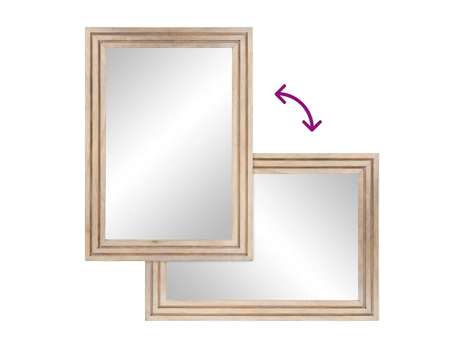 Espejo de baño 50x70 cm madera maciza de mango y cristal