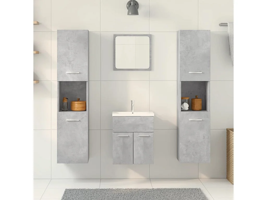 Ensemble de meubles de salle de bain 5 pcs gris béton