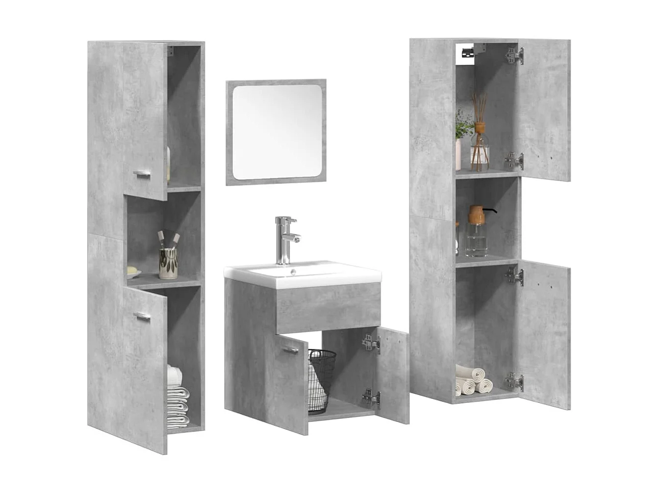 Ensemble de meubles de salle de bain 5 pcs gris béton