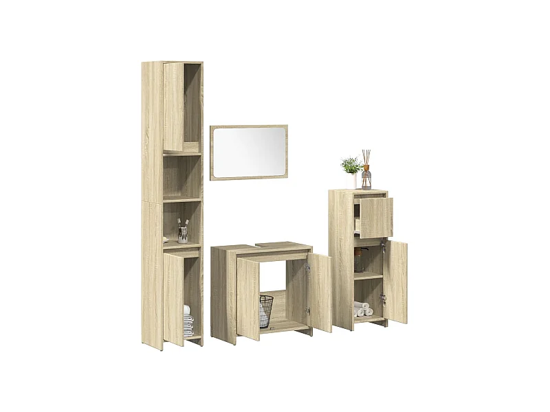 Conjunto de toucador de banheiro Sonoma Oak de 4 peças