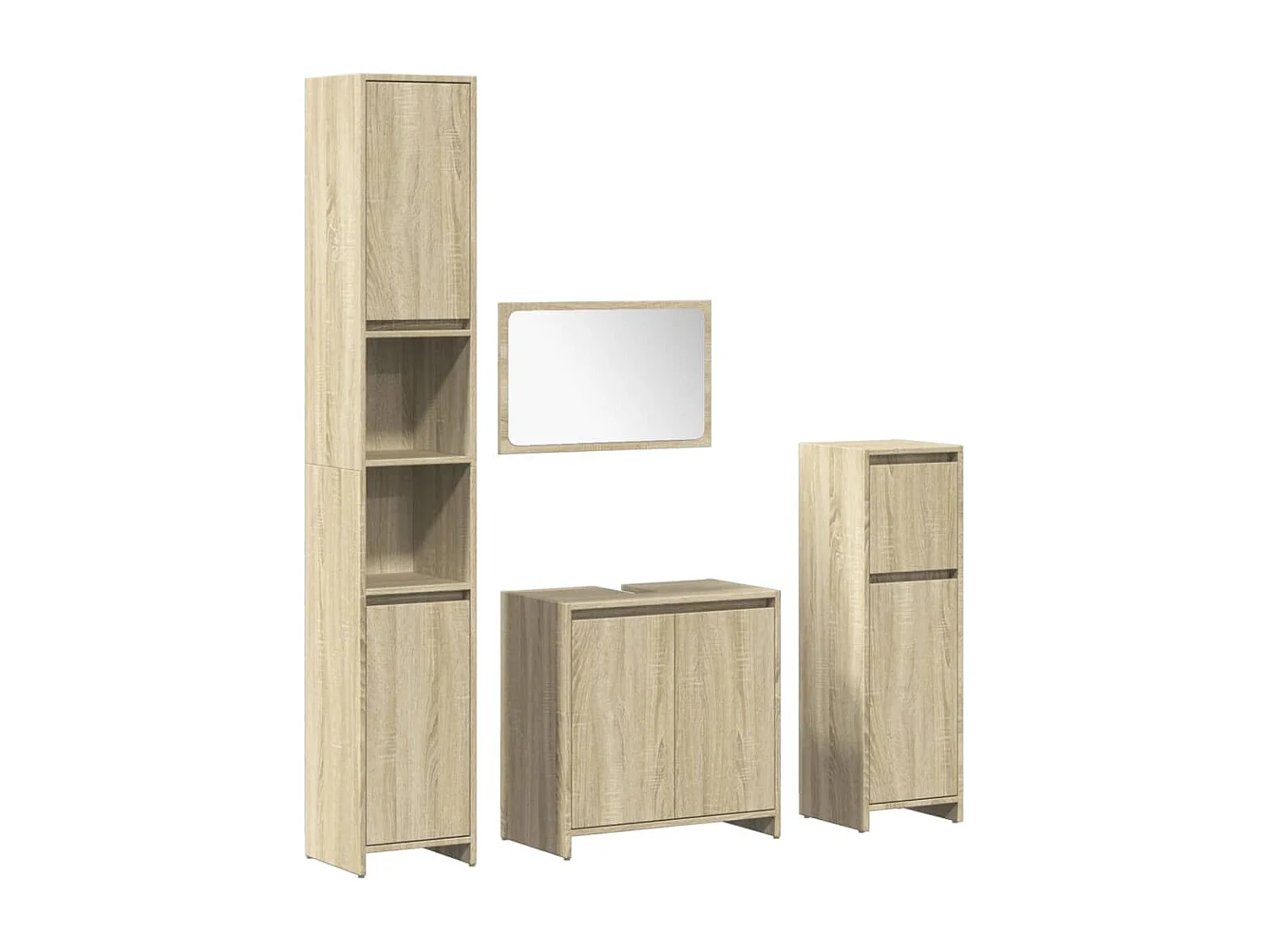 Conjunto de toucador de banheiro Sonoma Oak de 4 peças