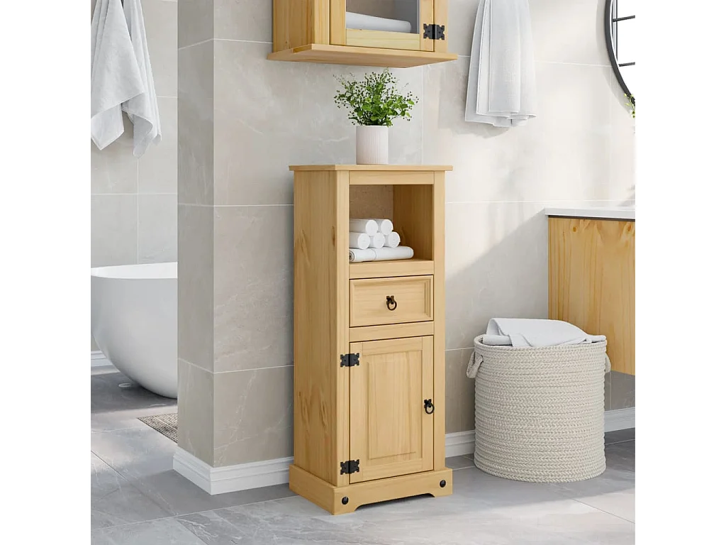 Mobile da bagno Corona 45x33x110 cm in legno massello di pino