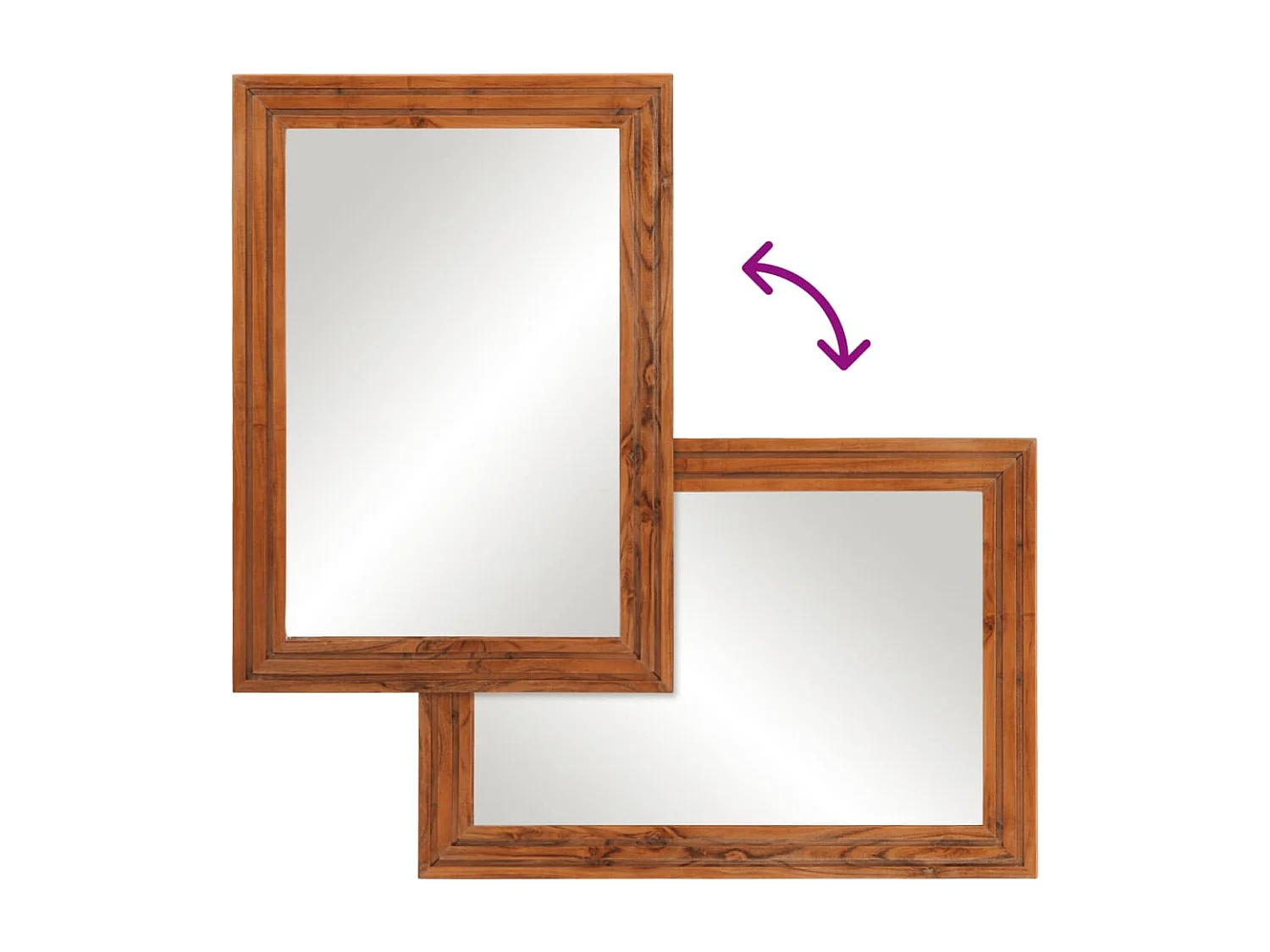 Specchio da bagno 50x70 cm in legno massello di acacia e vetro