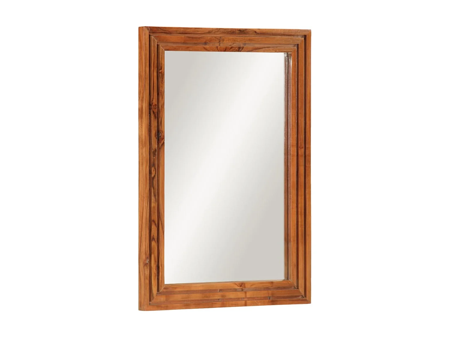 Badezimmerspiegel 50x70 cm aus massivem Akazienholz und Glas