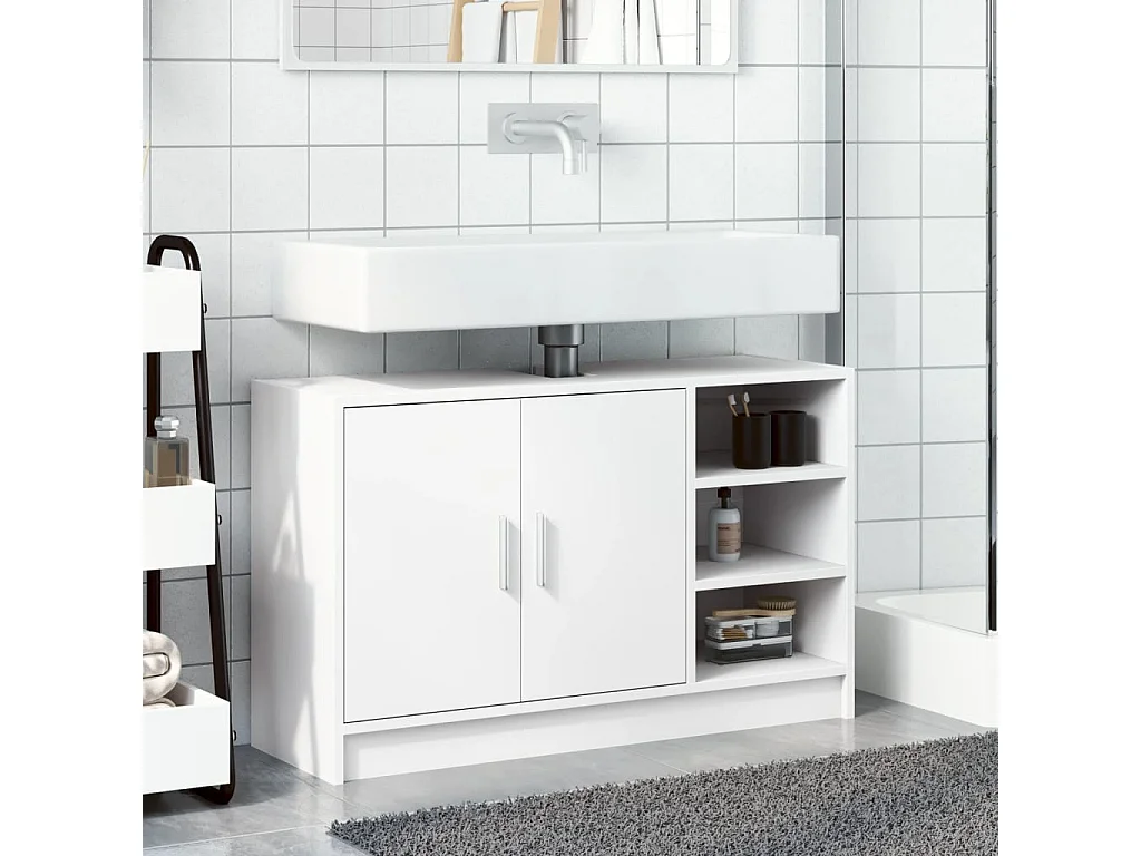 Armário de pia branco 90x29x55 cm madeira projetada