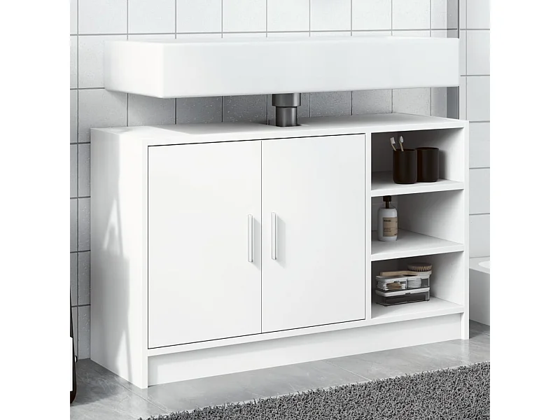 Weißer Waschbeckenunterschrank 90x29x55 cm aus Holzwerkstoff