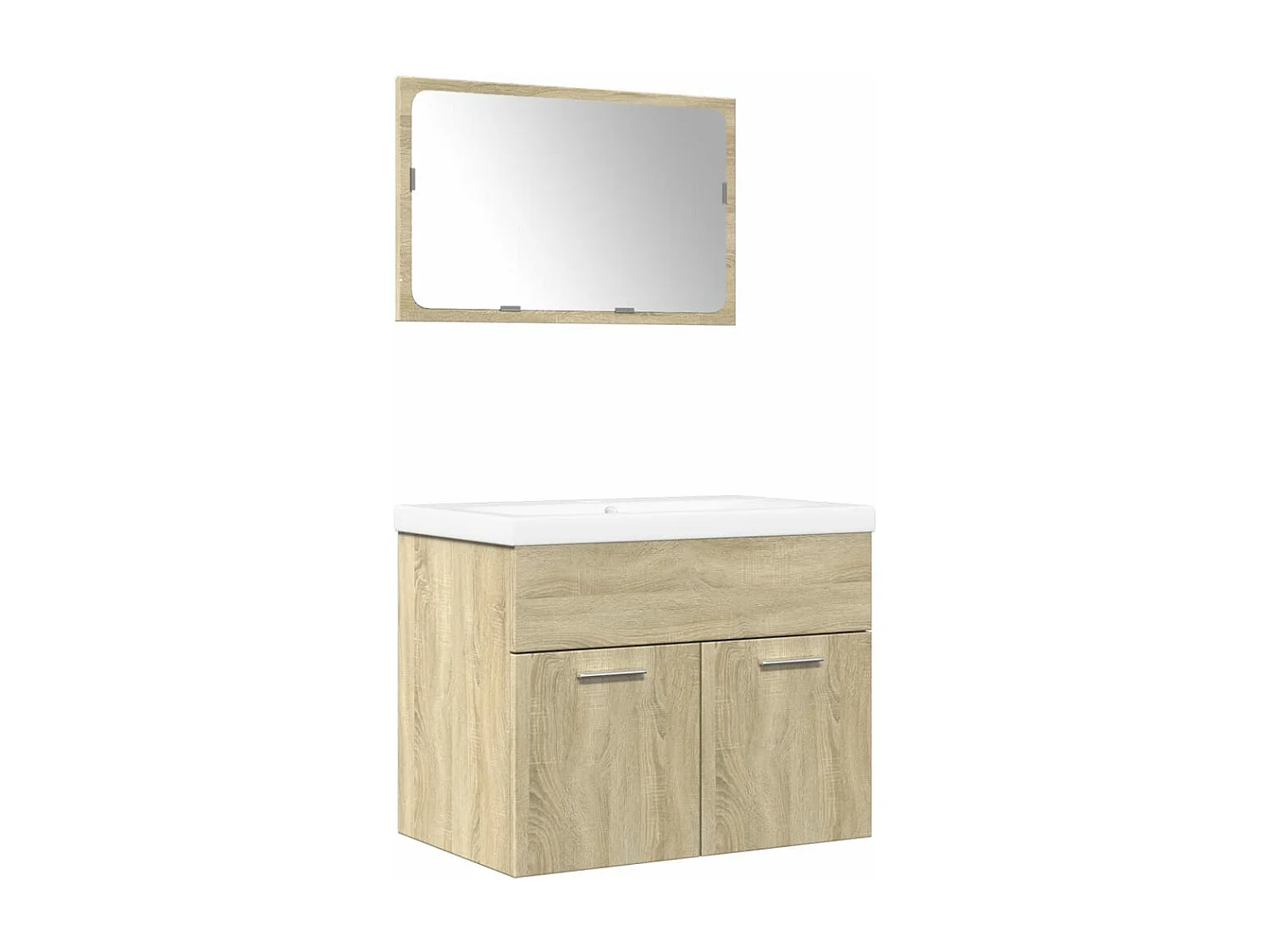 3-teiliges Badezimmer-Waschtischset aus Sonoma-Eiche