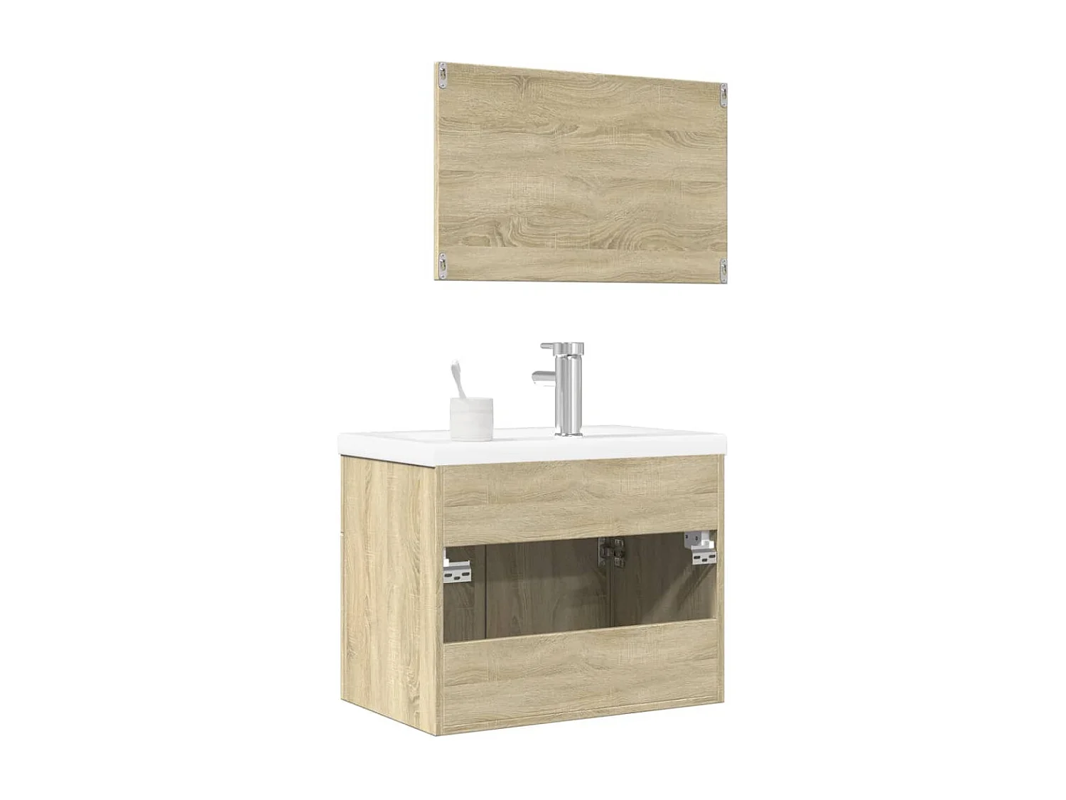 3-teiliges Badezimmer-Waschtischset aus Sonoma-Eiche