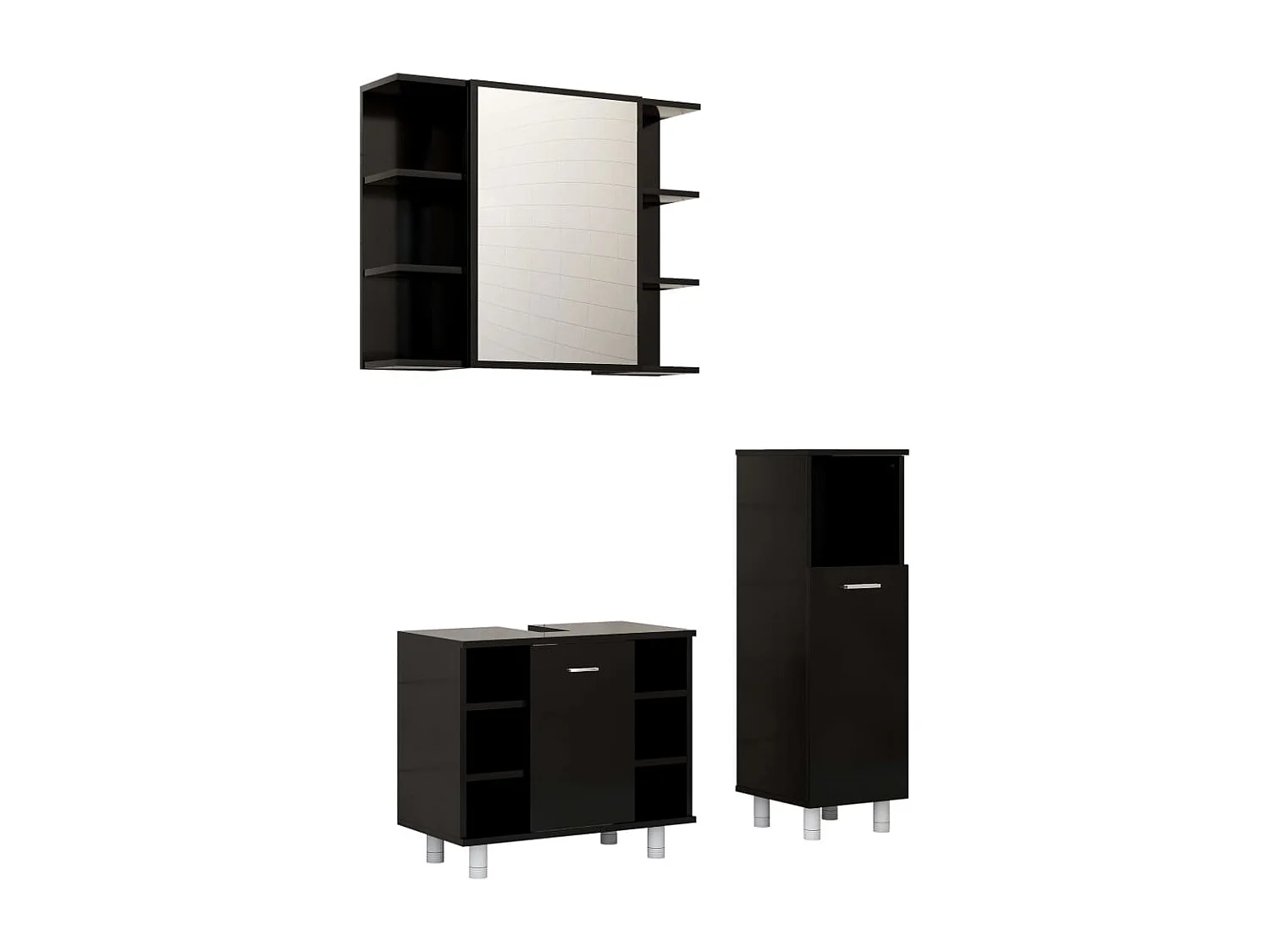 Ensemble de meubles de salle de bain 3 pcs Noir Aggloméré