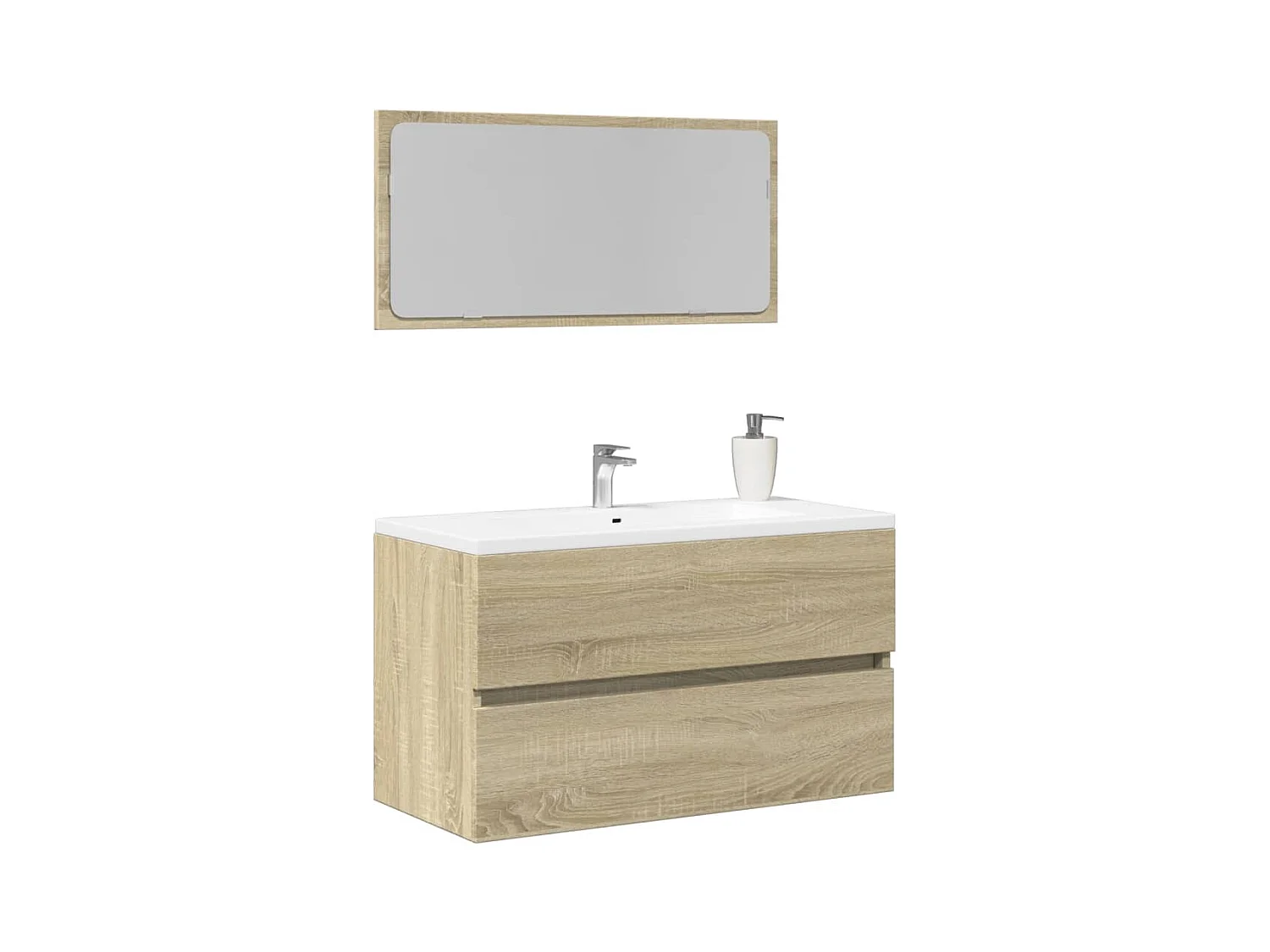Meuble de salle de bain avec miroir chêne sonoma 80x38,5x45 cm