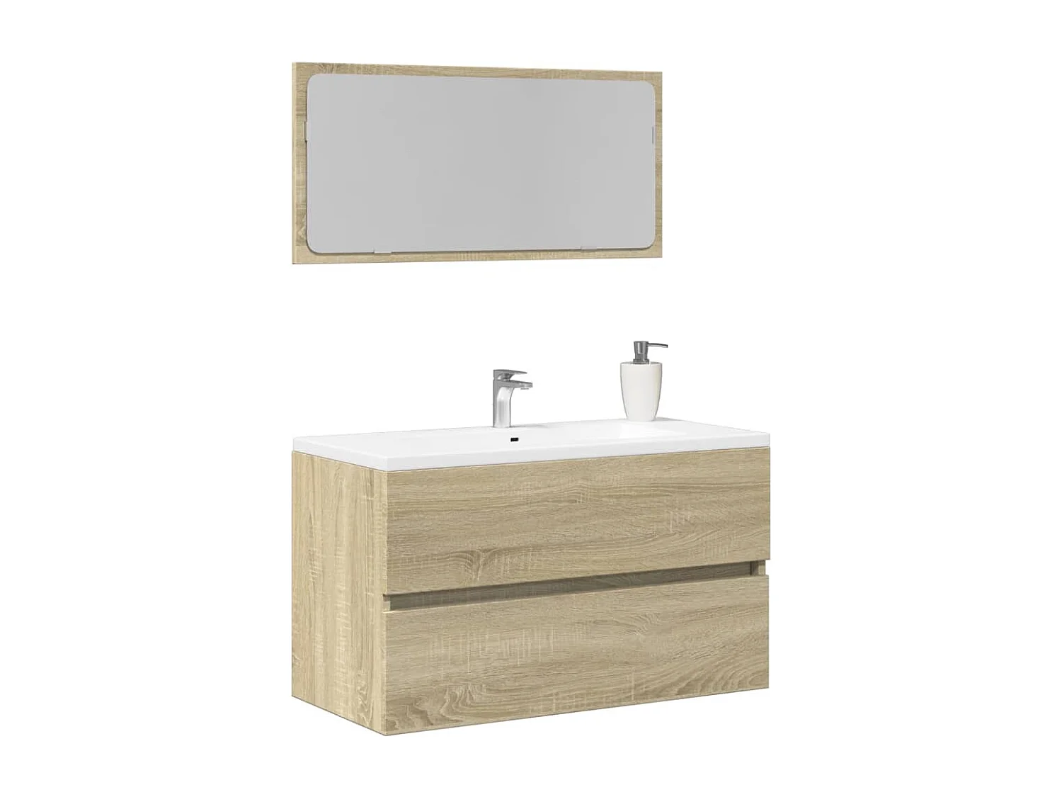 Meuble de salle de bain avec miroir chêne sonoma 80x38,5x45 cm