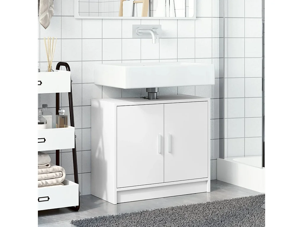 Mobile lavabo bianco 63x29x55 cm in derivati del legno