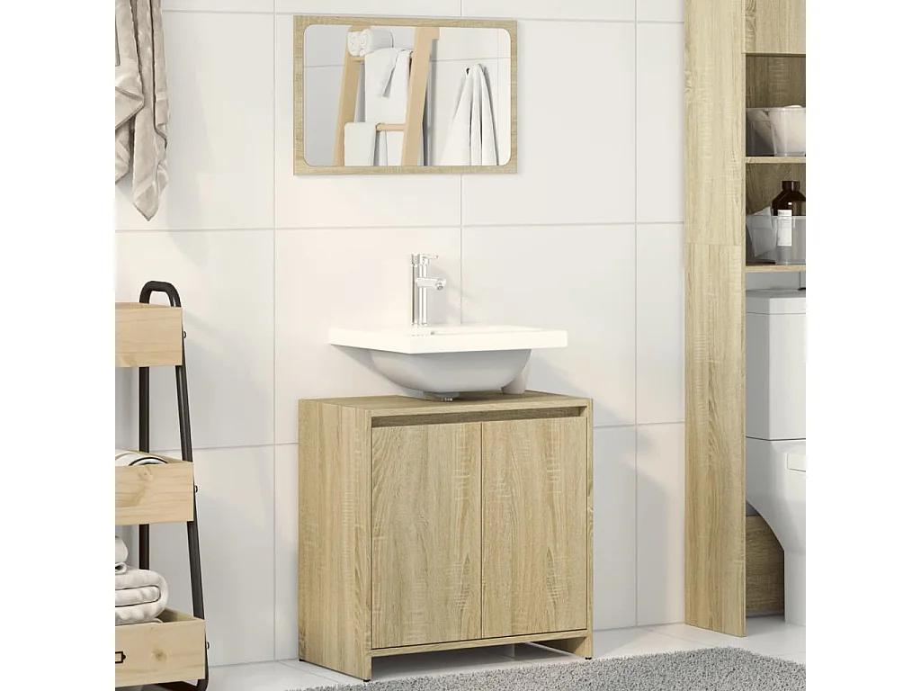 Set da bagno in rovere Sonoma da 2 pezzi