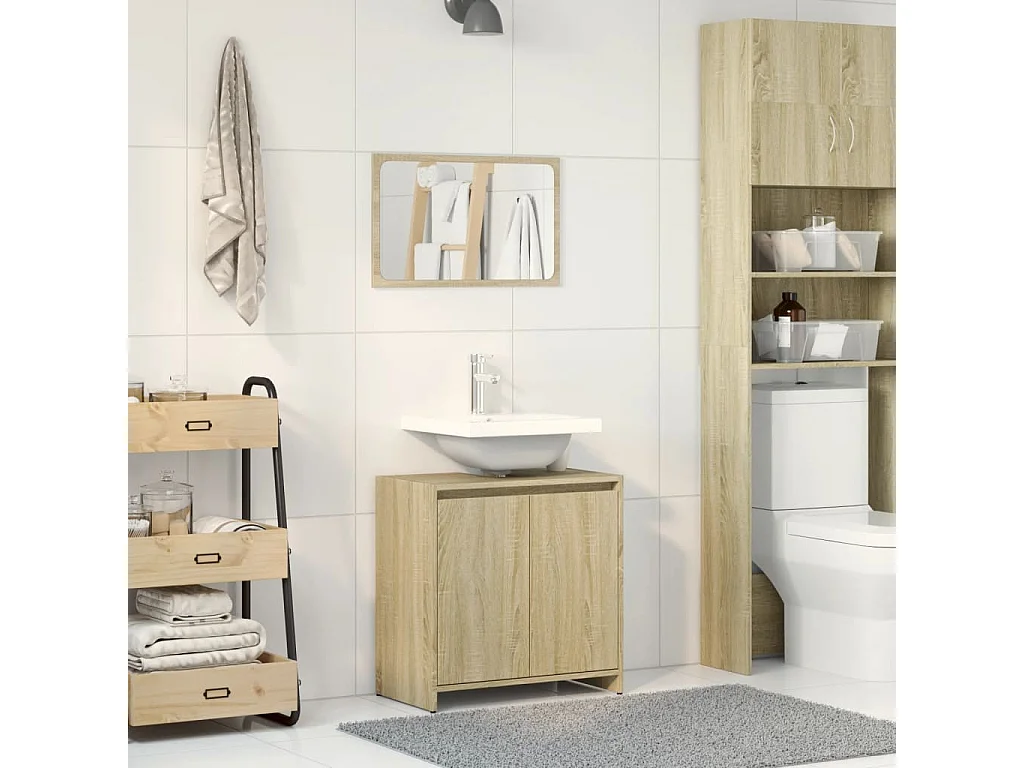 Set da bagno in rovere Sonoma da 2 pezzi