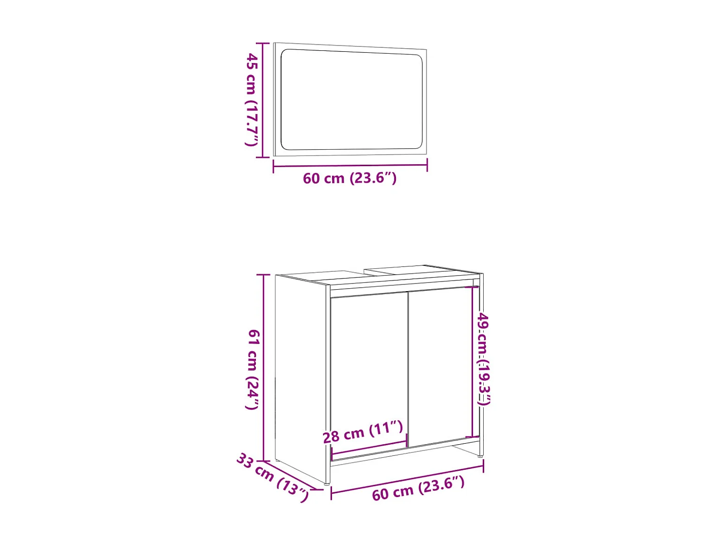 Set da bagno in rovere Sonoma da 2 pezzi