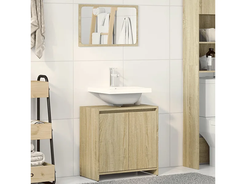 Ensemble de meubles de salle de bain 2 pcs chêne sonoma