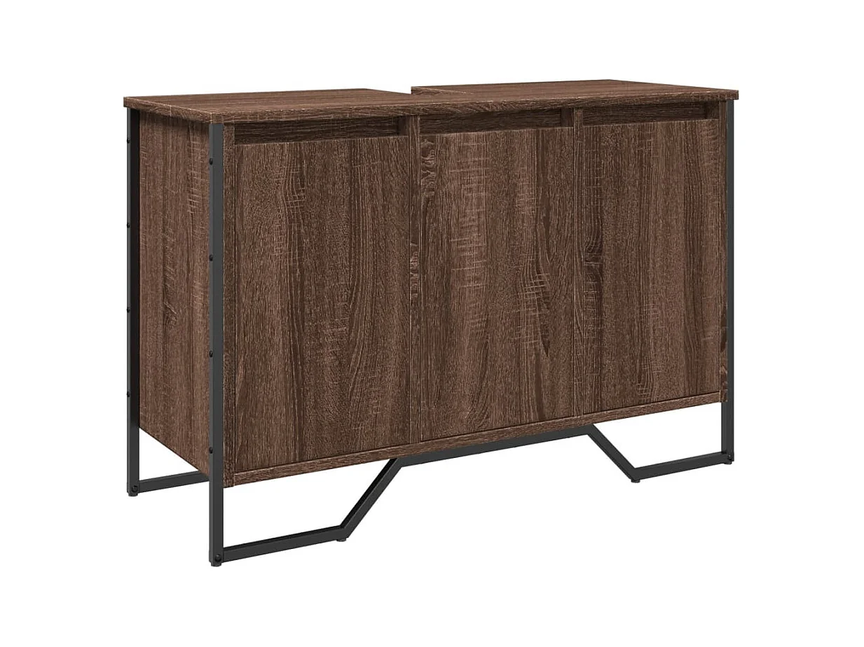 Armoire lavabo de salle de bain chêne marron 91x35x60 cm