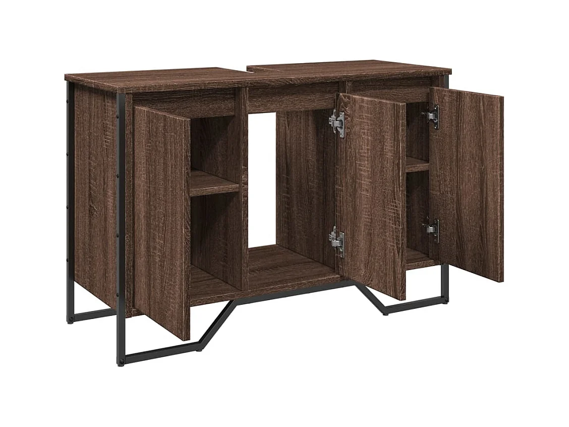 Armoire lavabo de salle de bain chêne marron 91x35x60 cm