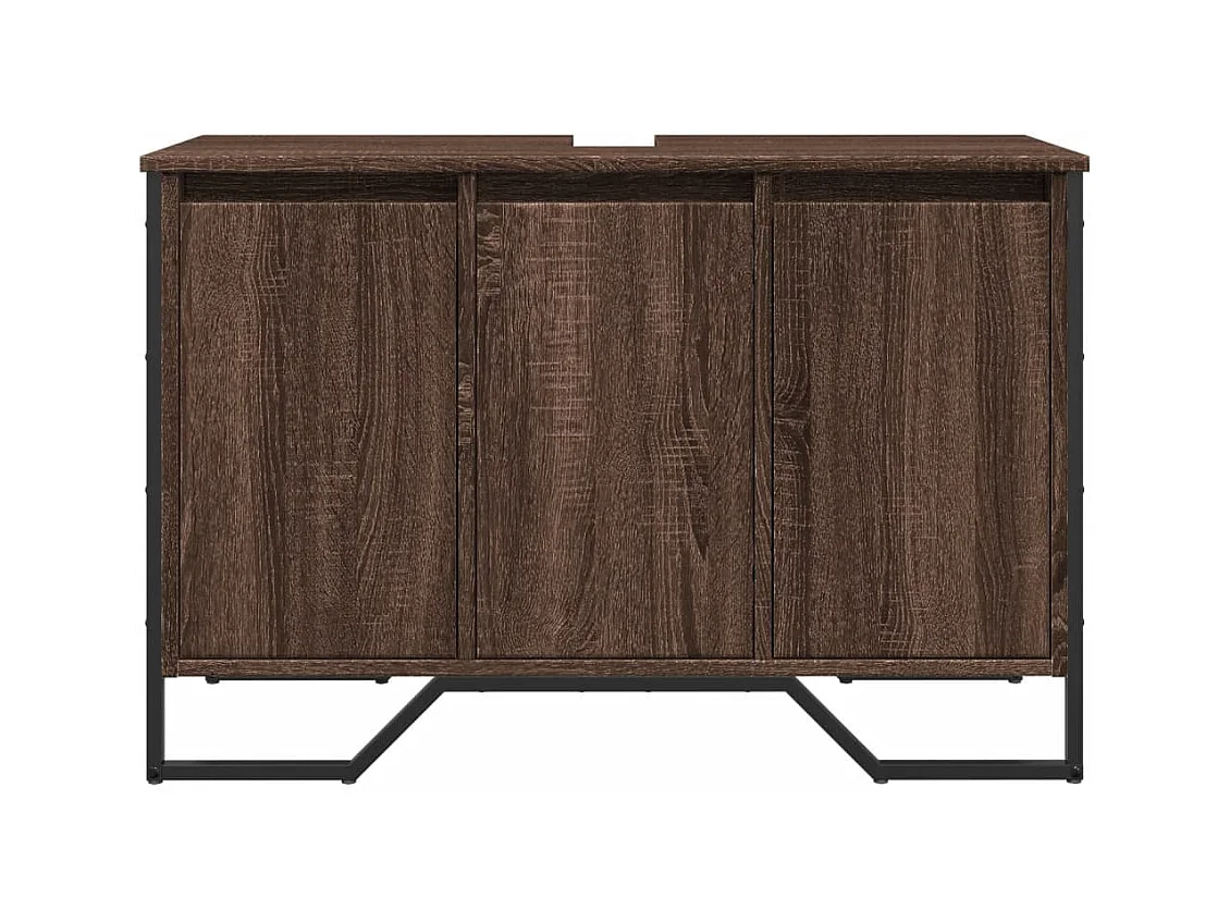 Armoire lavabo de salle de bain chêne marron 91x35x60 cm