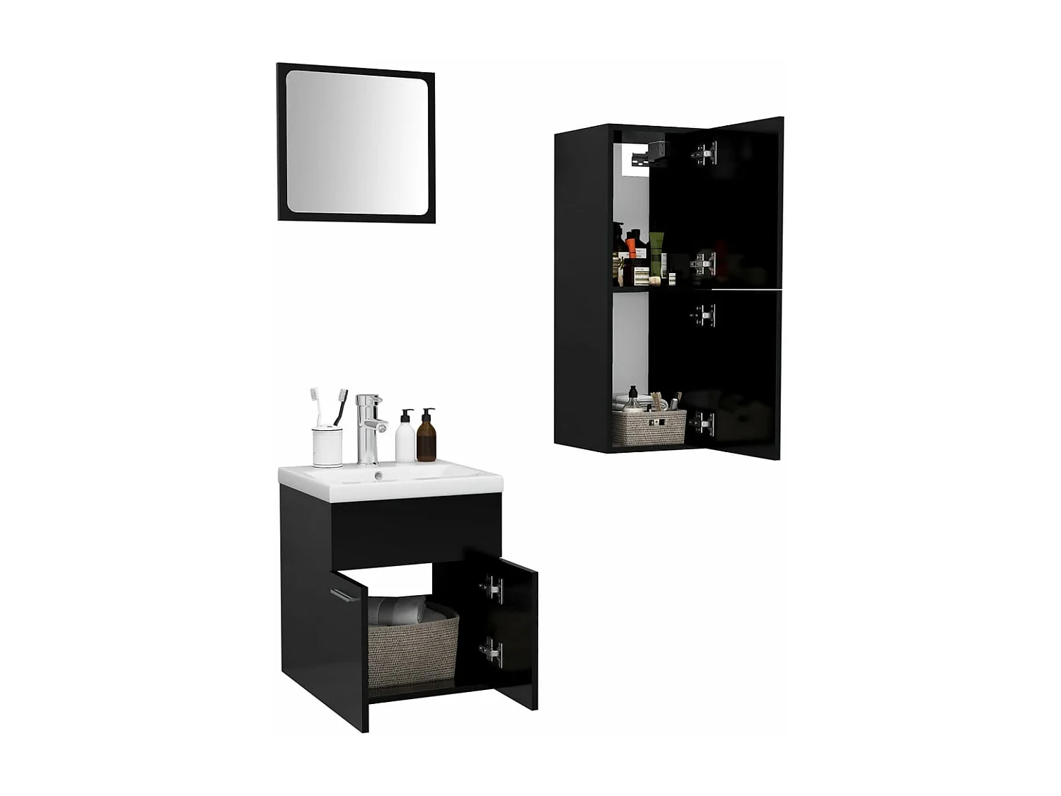 Ensemble de meubles de salle de bain Noir Aggloméré