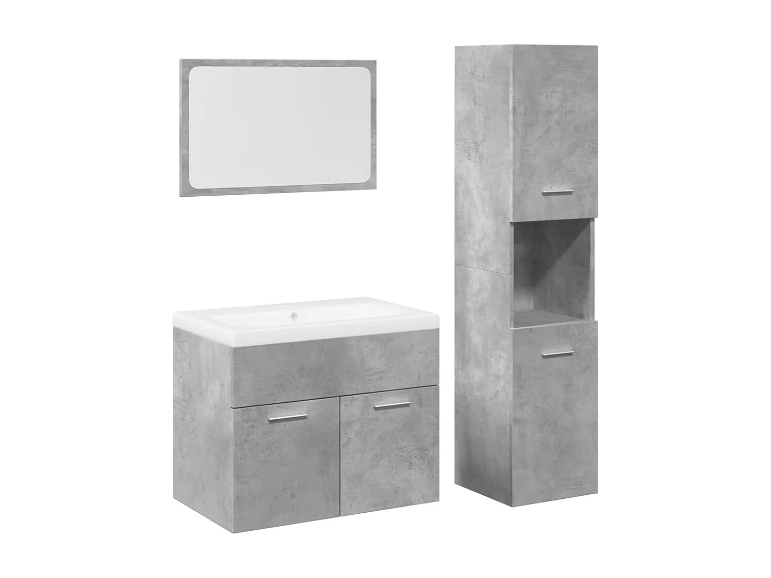 Set di mobili da bagno da 4 pezzi in grigio cemento