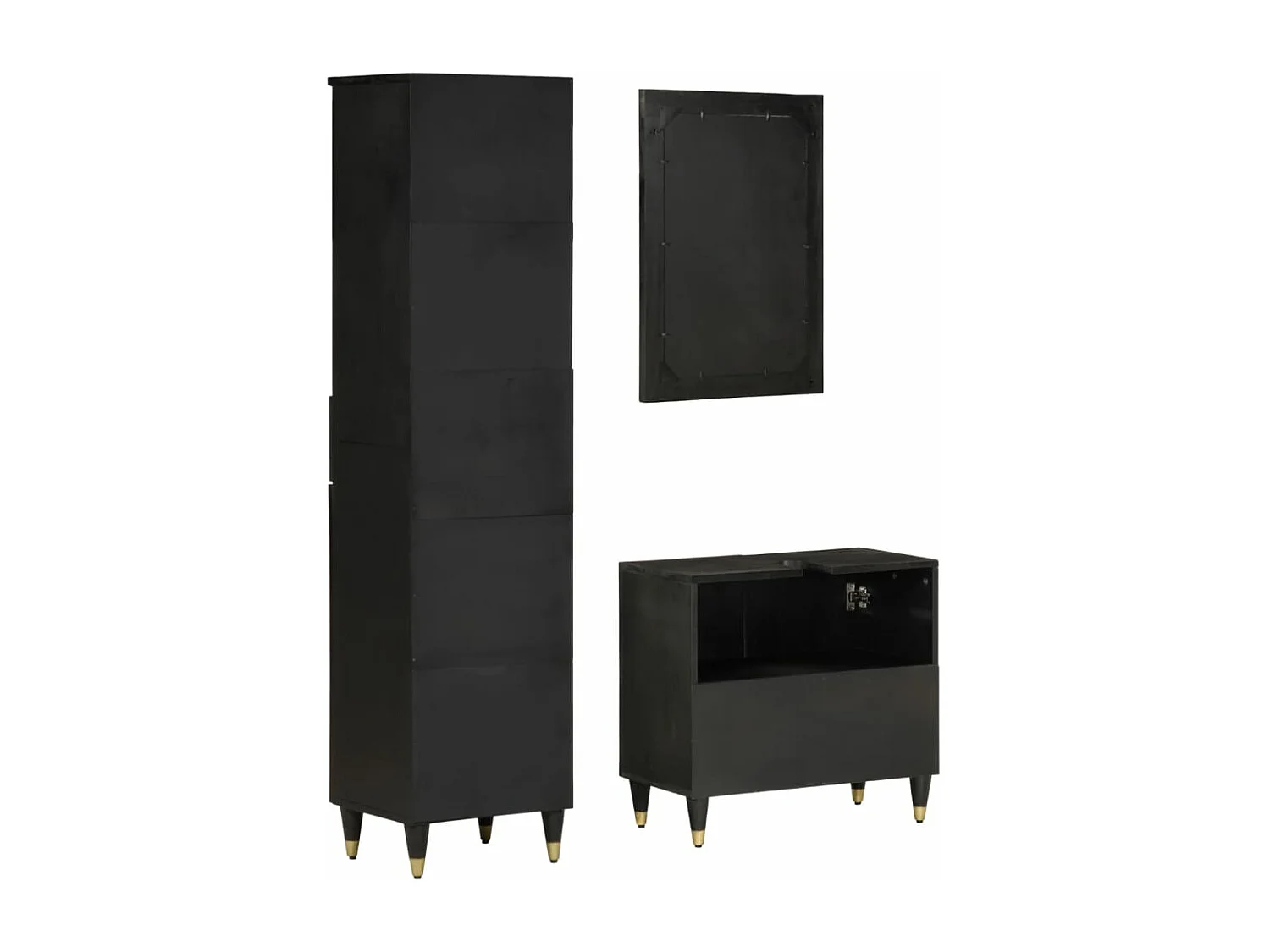 Set di mobili da bagno da 3 pezzi in legno massello di mango