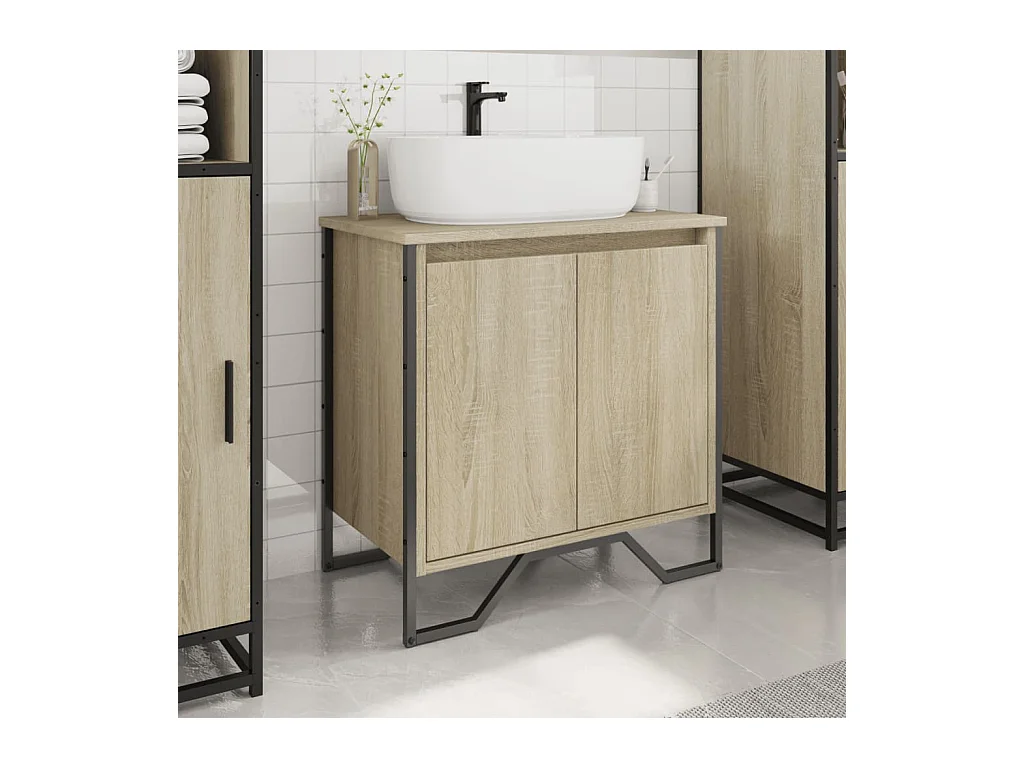 Armoire lavabo de salle de bain chêne sonoma 60x35x60 cm