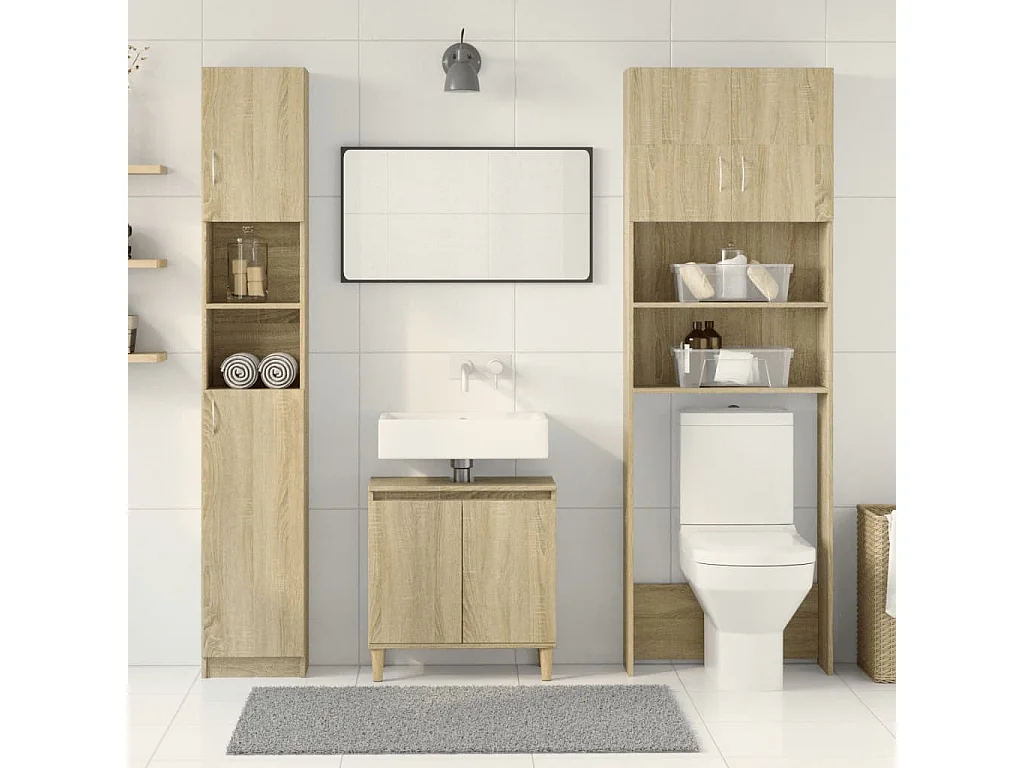 Set da bagno da 2 pezzi in legno ingegnerizzato