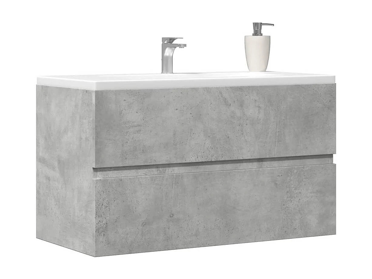 Armoire de salle de bain suspendue gris béton bois d'ingénierie