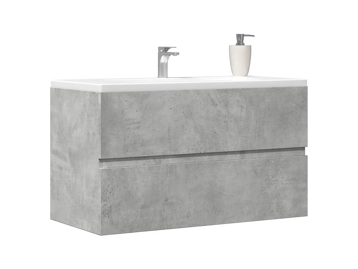 Mobile da bagno sospeso in derivati del cemento grigio