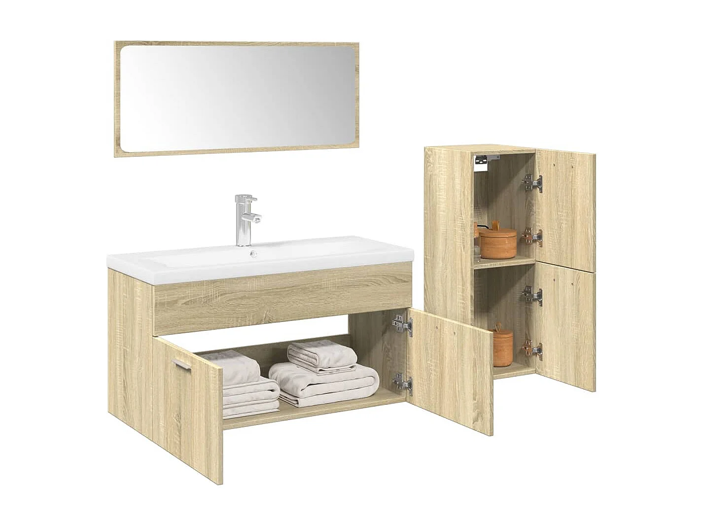 Ensemble de meubles de salle de bain 4 pcs chêne sonoma