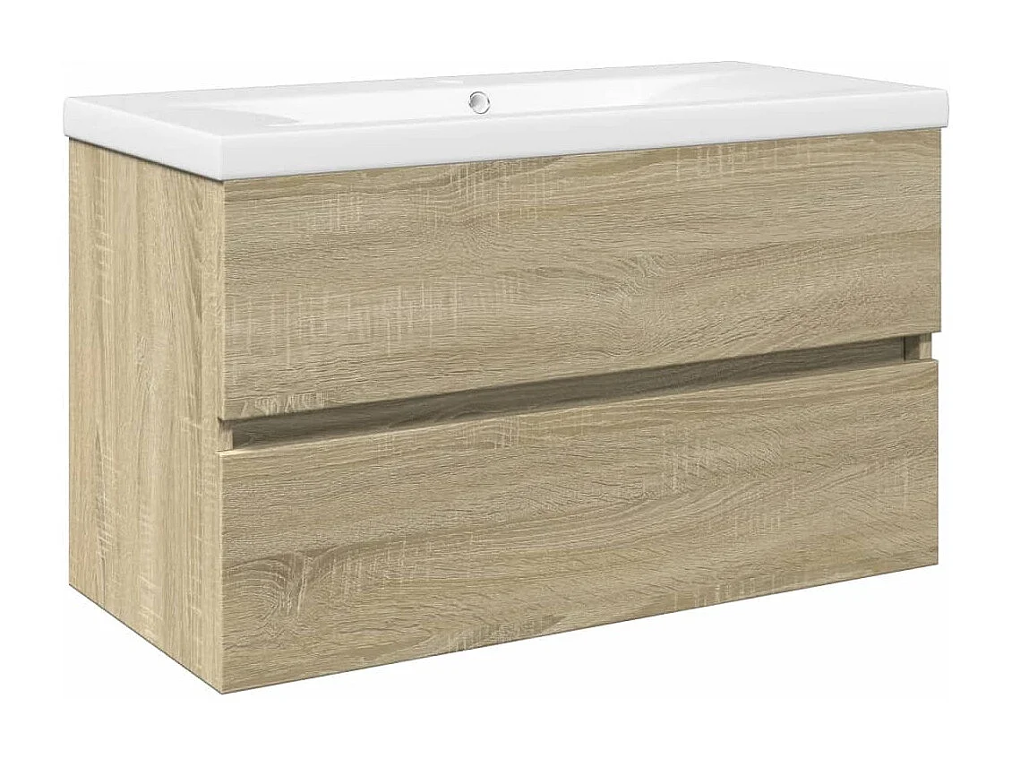 2-teiliges Badezimmermöbel-Set aus Keramik und Holzwerkstoff