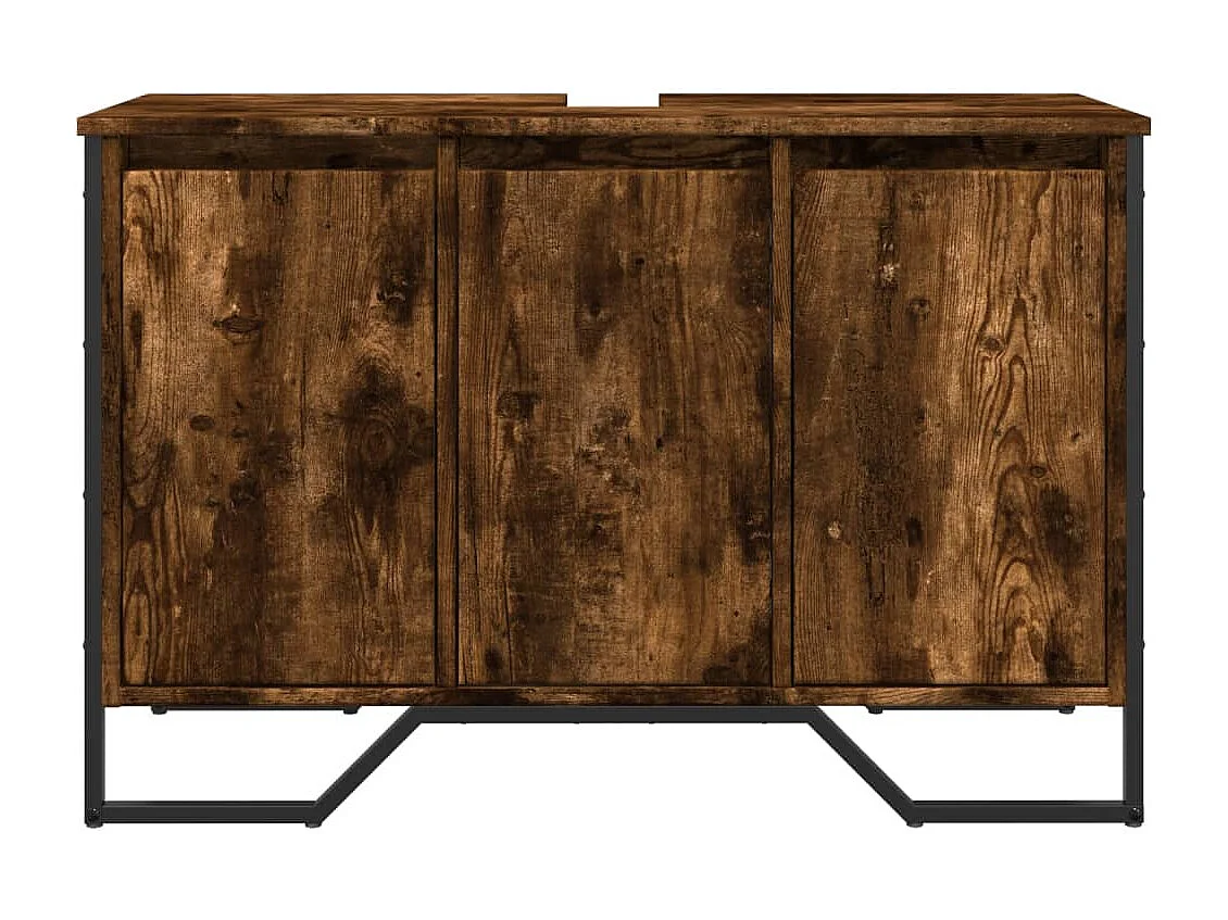 Armoire lavabo de salle de bain chêne fumé 91x35x60 cm