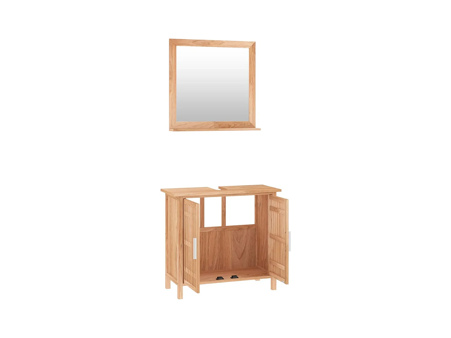 Set di mobili da bagno 2 pezzi in legno massello di noce