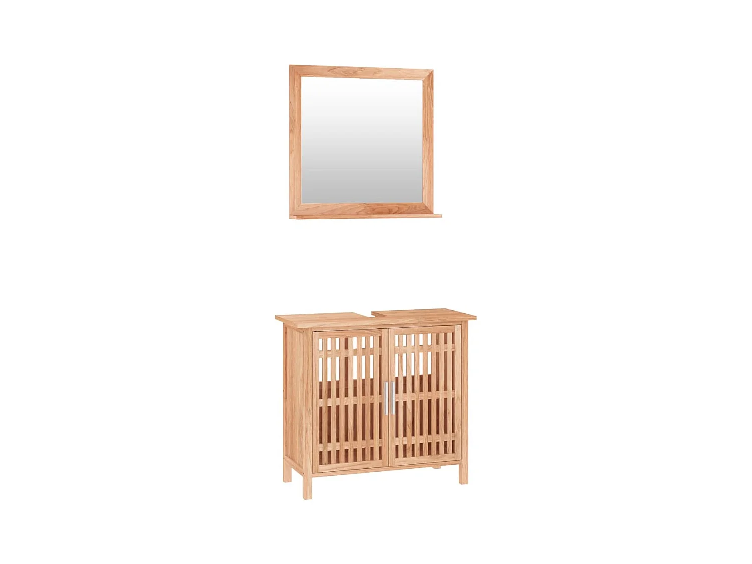 Set di mobili da bagno 2 pezzi in legno massello di noce