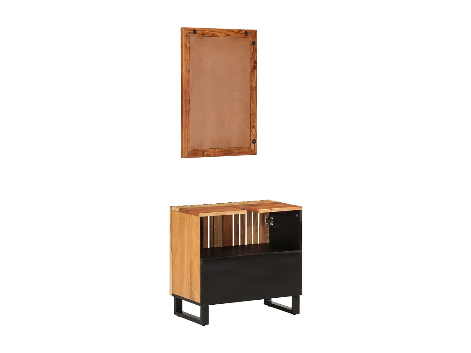 Ensemble de meubles de salle de bain 2 pcs bois massif d'acacia