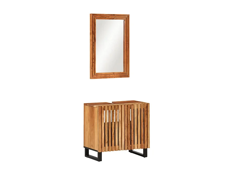 Ensemble de meubles de salle de bain 2 pcs bois massif d'acacia