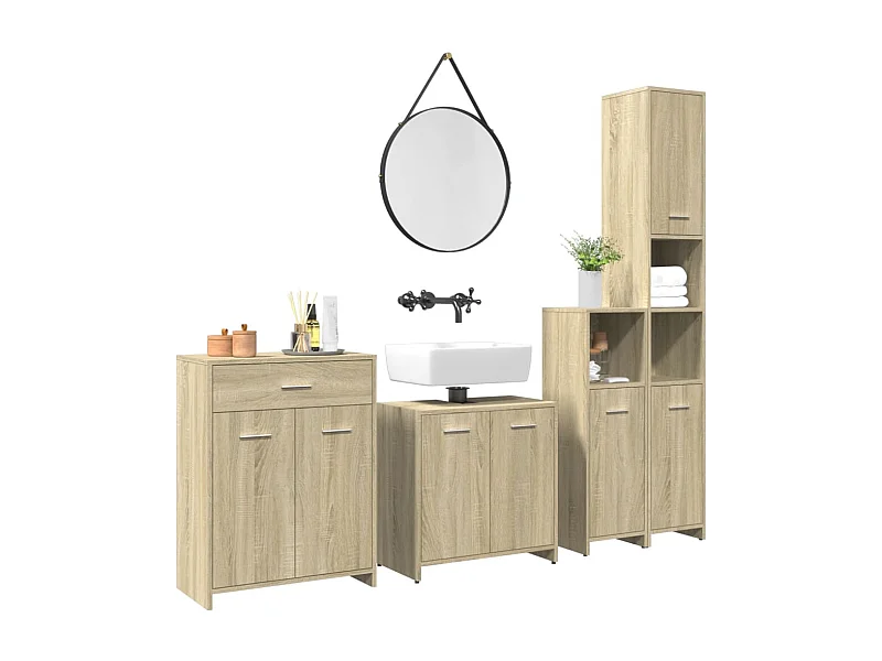 Juego de tocador de baño de 4 piezas de roble Sonoma