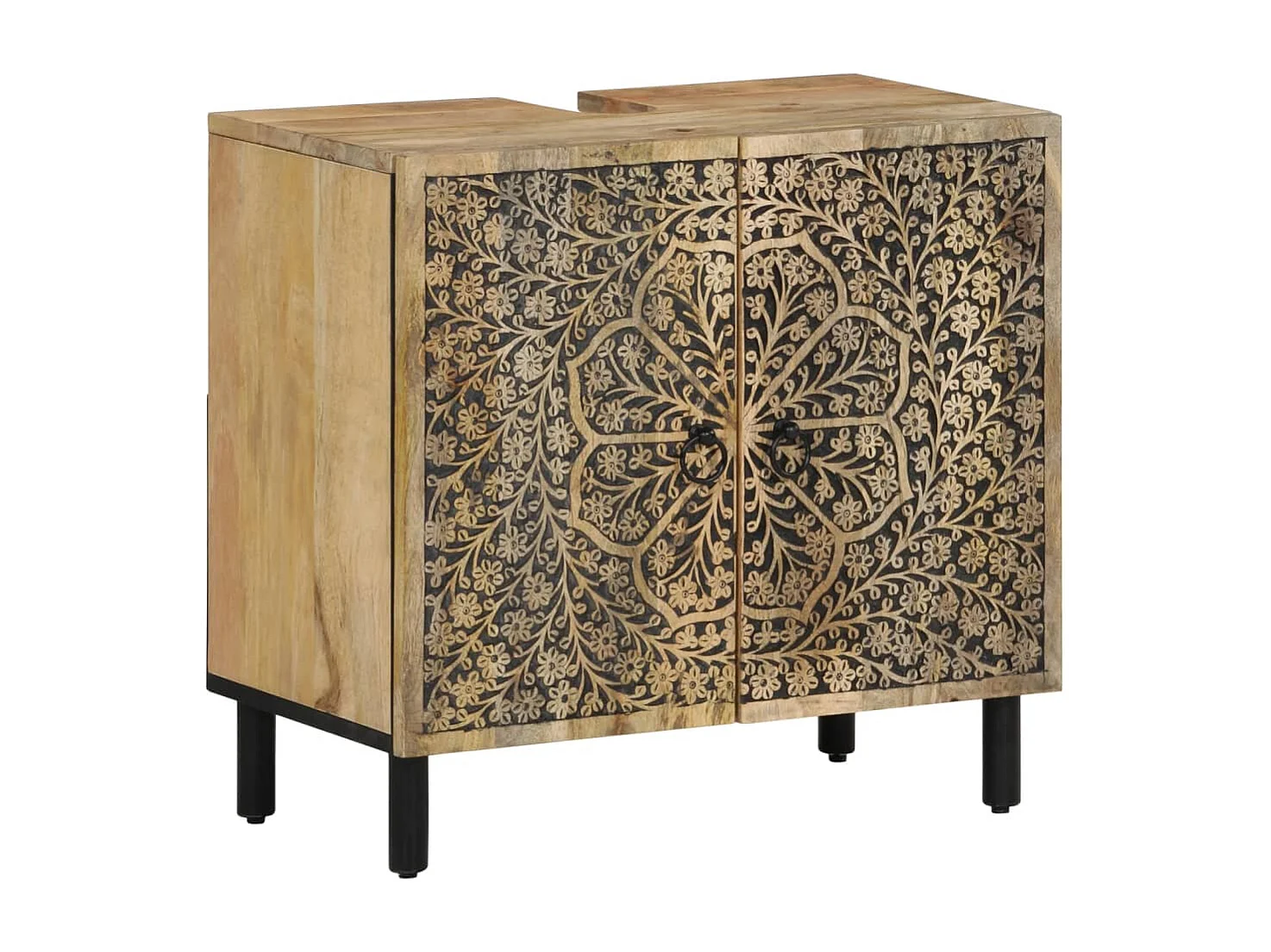 Conjunto de muebles de baño 2 piezas de madera maciza de mango.