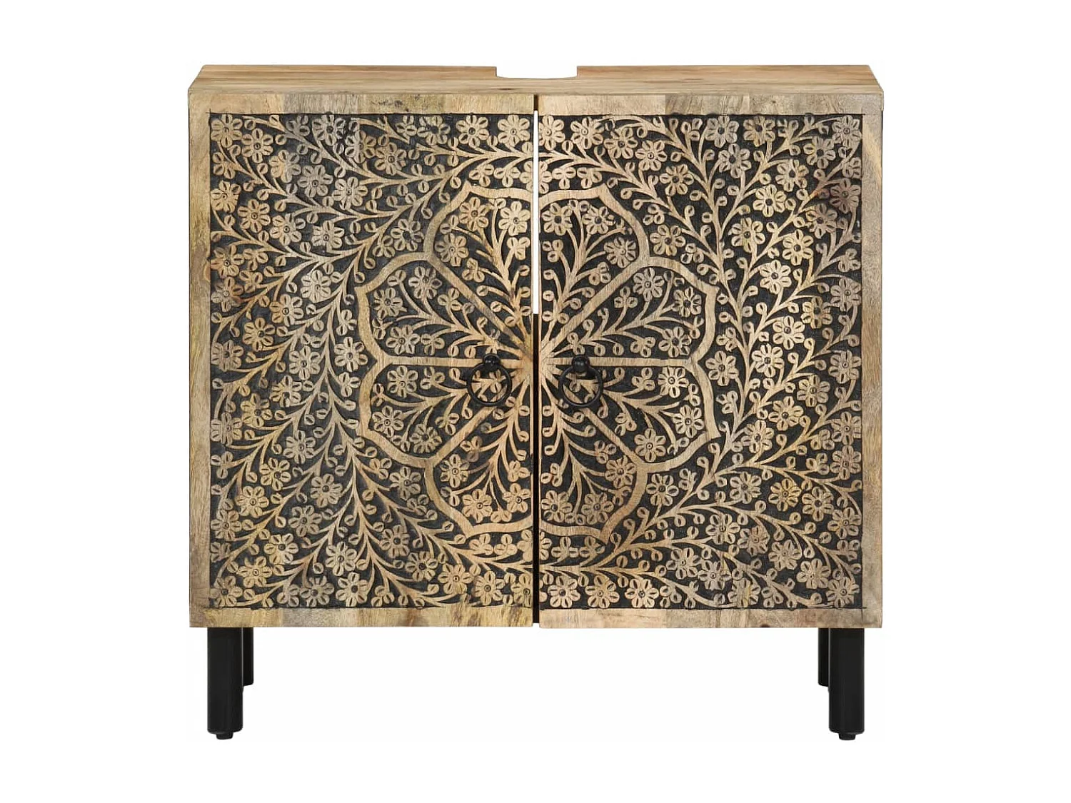 Conjunto de muebles de baño 2 piezas de madera maciza de mango.