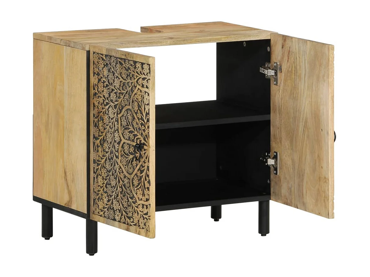 Conjunto de muebles de baño 2 piezas de madera maciza de mango.