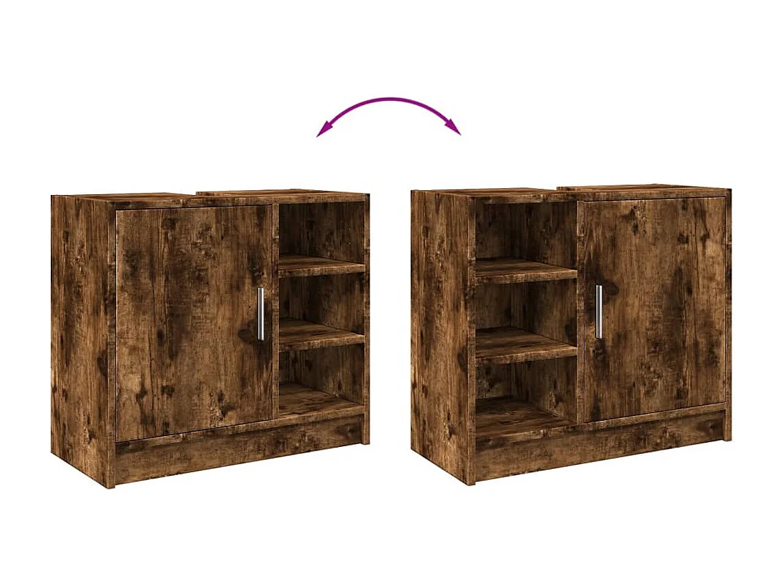 Mueble lavabo roble ahumado 63x29x55 cm madera contrachapada