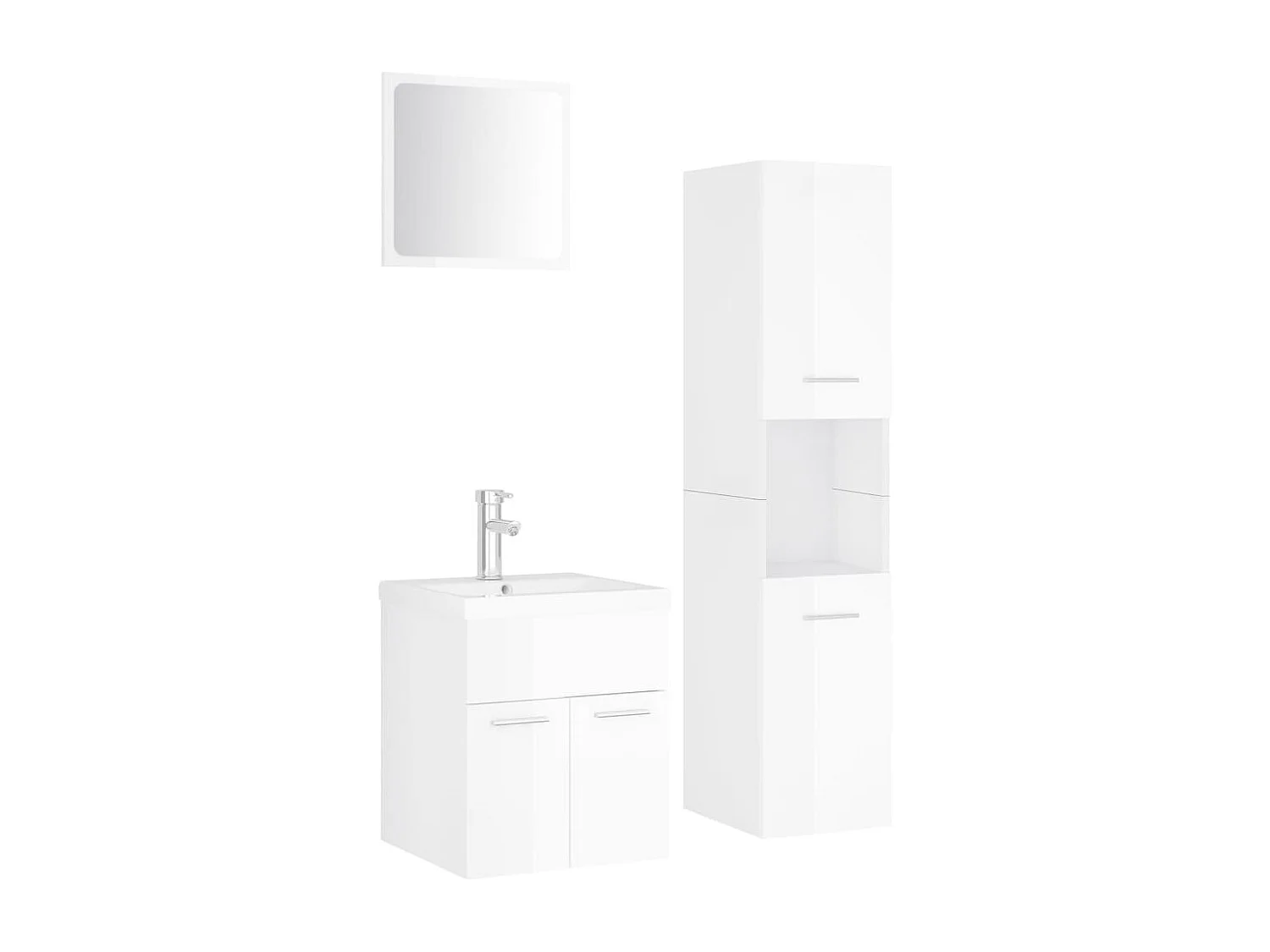 Set arredo bagno in truciolare bianco lucido