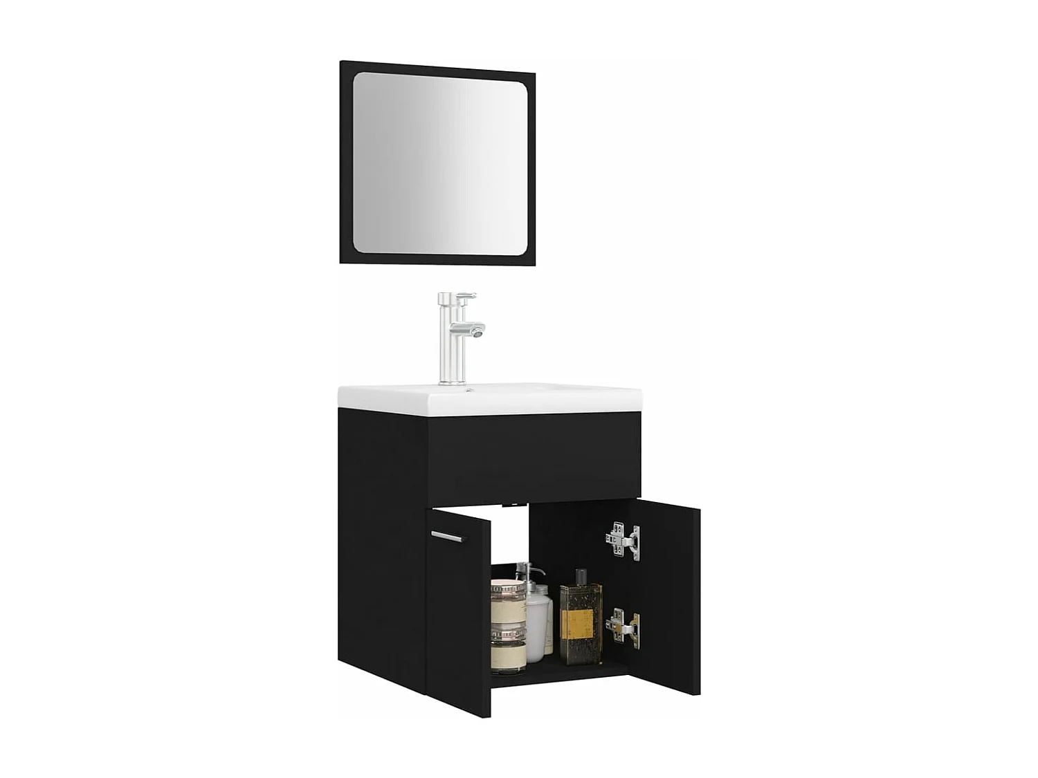 Set di mobili da bagno in truciolare nero